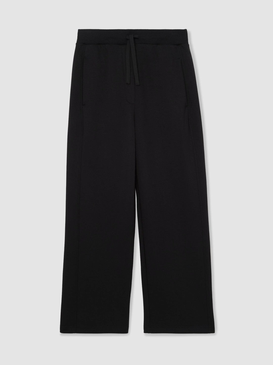 Reiss | Petite Wide-Leg Interlock Drawstring Joggers in Black