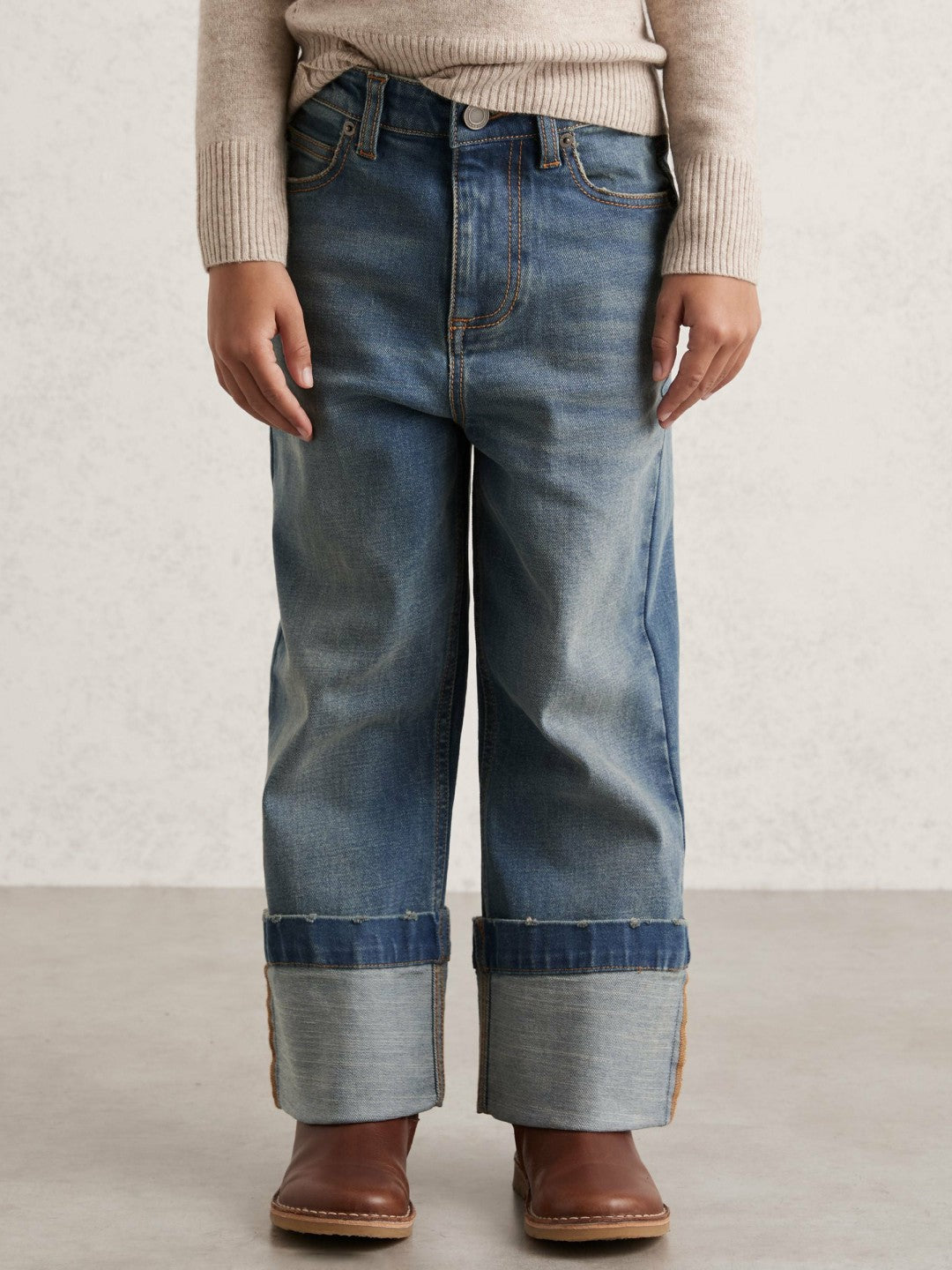 Reiss | 3-9 yrs Straight-Leg Turn-Up Jeans in Blue