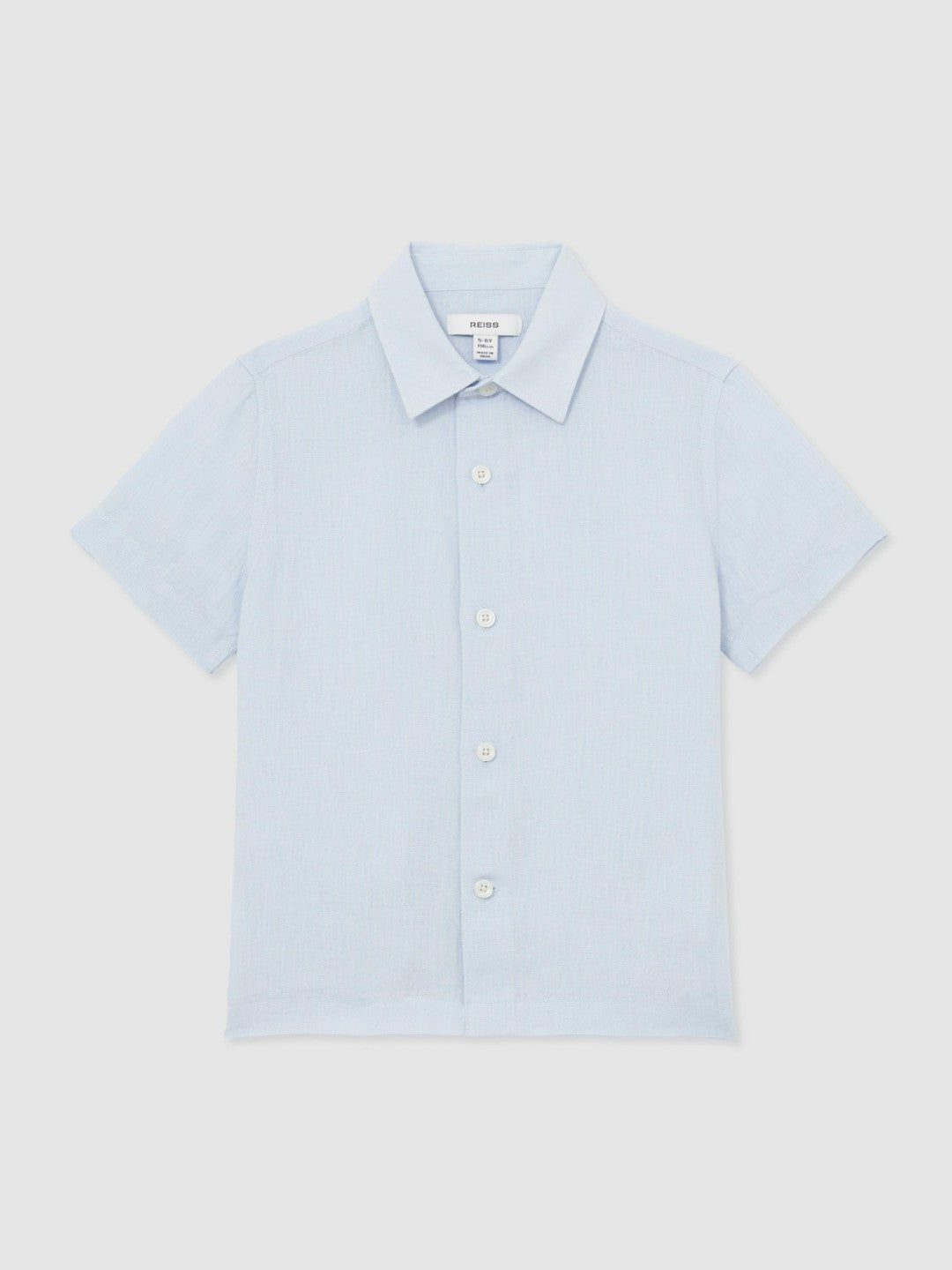 Reiss | 9-13 yrs Short Sleeve Linen Shirt in Pale Blue