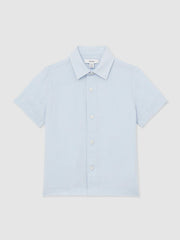 Reiss | 9-13 yrs Short Sleeve Linen Shirt in Pale Blue