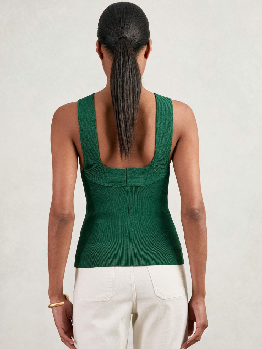 Reiss | Low-Back Rib-Knit Vest in Green