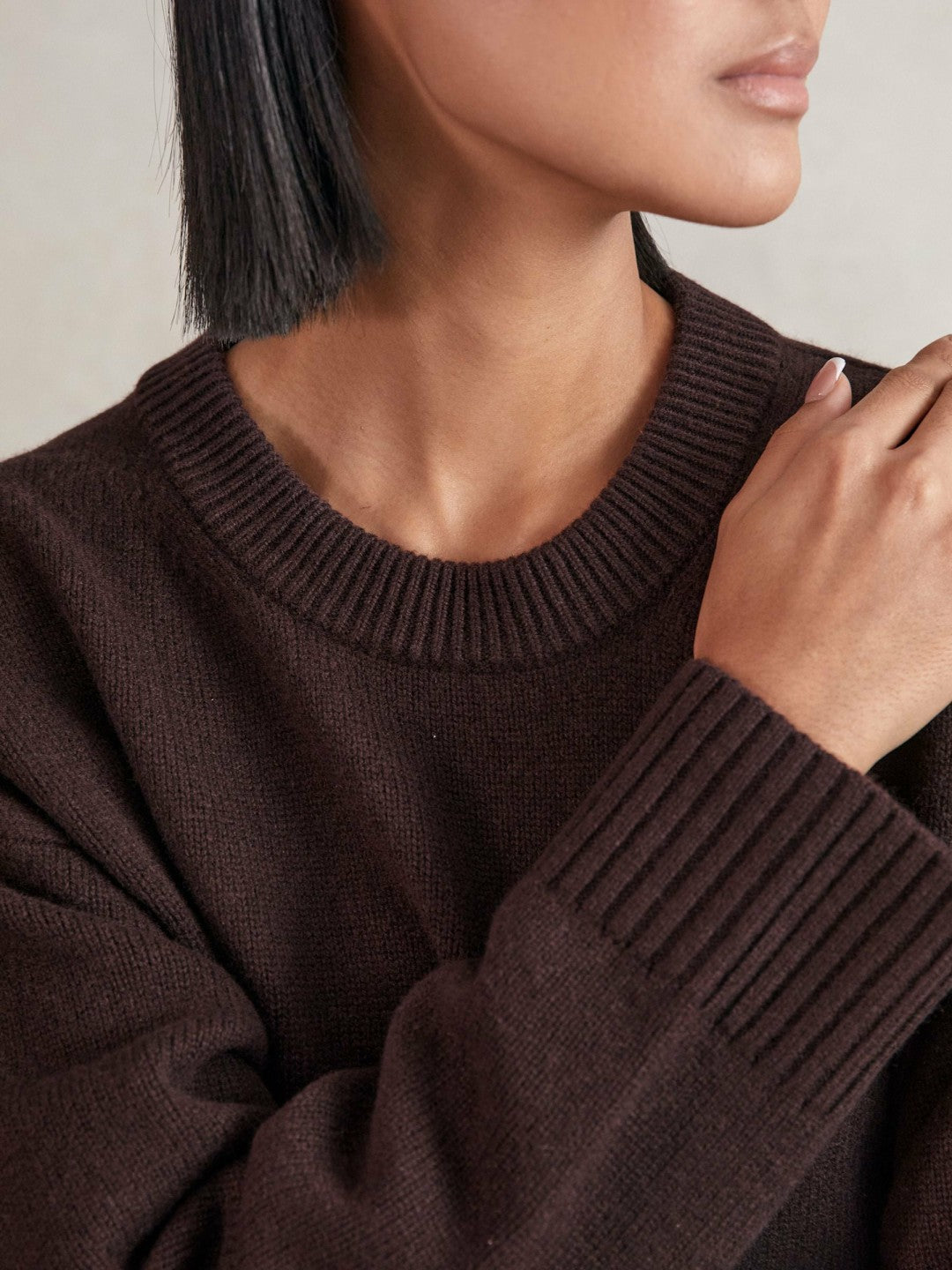 Reiss | Wool-Cashmere Crew-Neck Jumper in Plum
