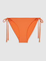 Reiss | Side Tie Bikini Bottoms in Coral Orange