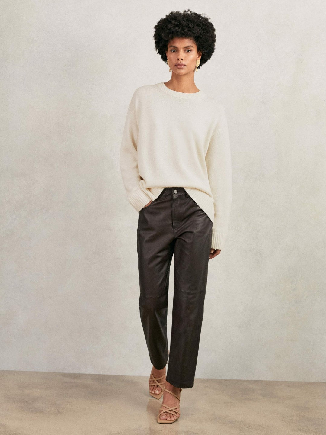 Reiss | Wool-Cashmere Crew-Neck Jumper in Cream