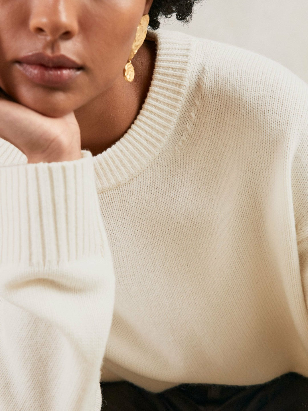 Reiss | Wool-Cashmere Crew-Neck Jumper in Cream