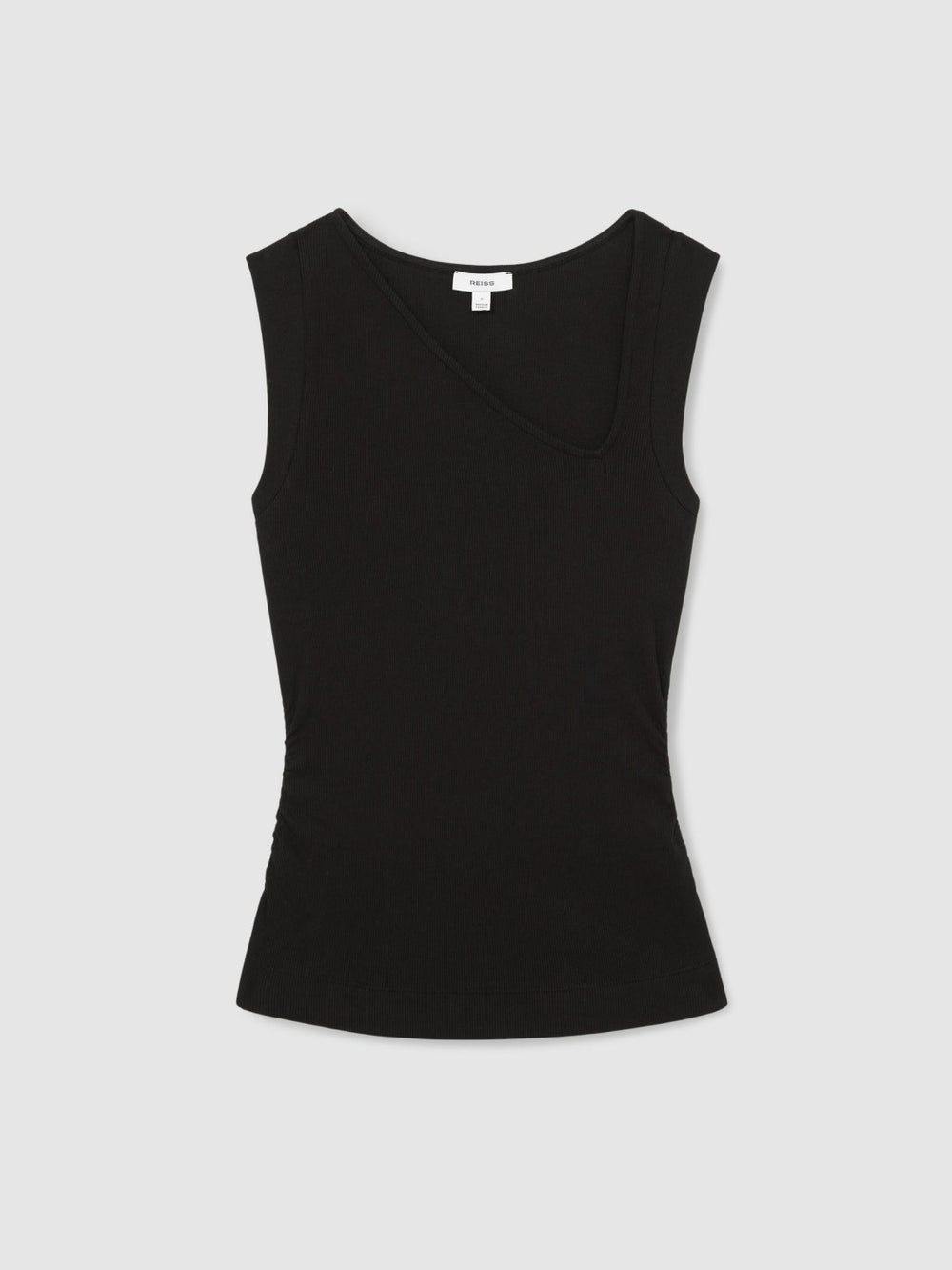 Reiss | Stretch-Cotton Ribbed Asymmetric Vest in Black