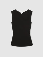 Reiss | Stretch-Cotton Ribbed Asymmetric Vest in Black