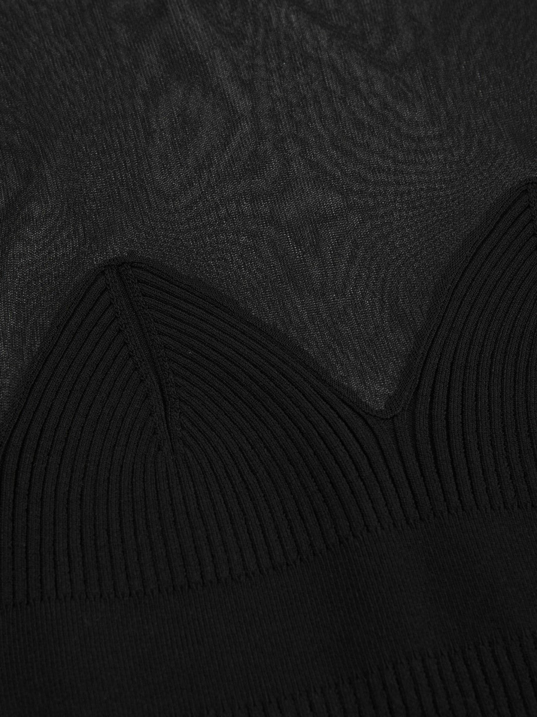 Reiss | Mesh Knit Sweetheart Long-Sleeve Top in Black