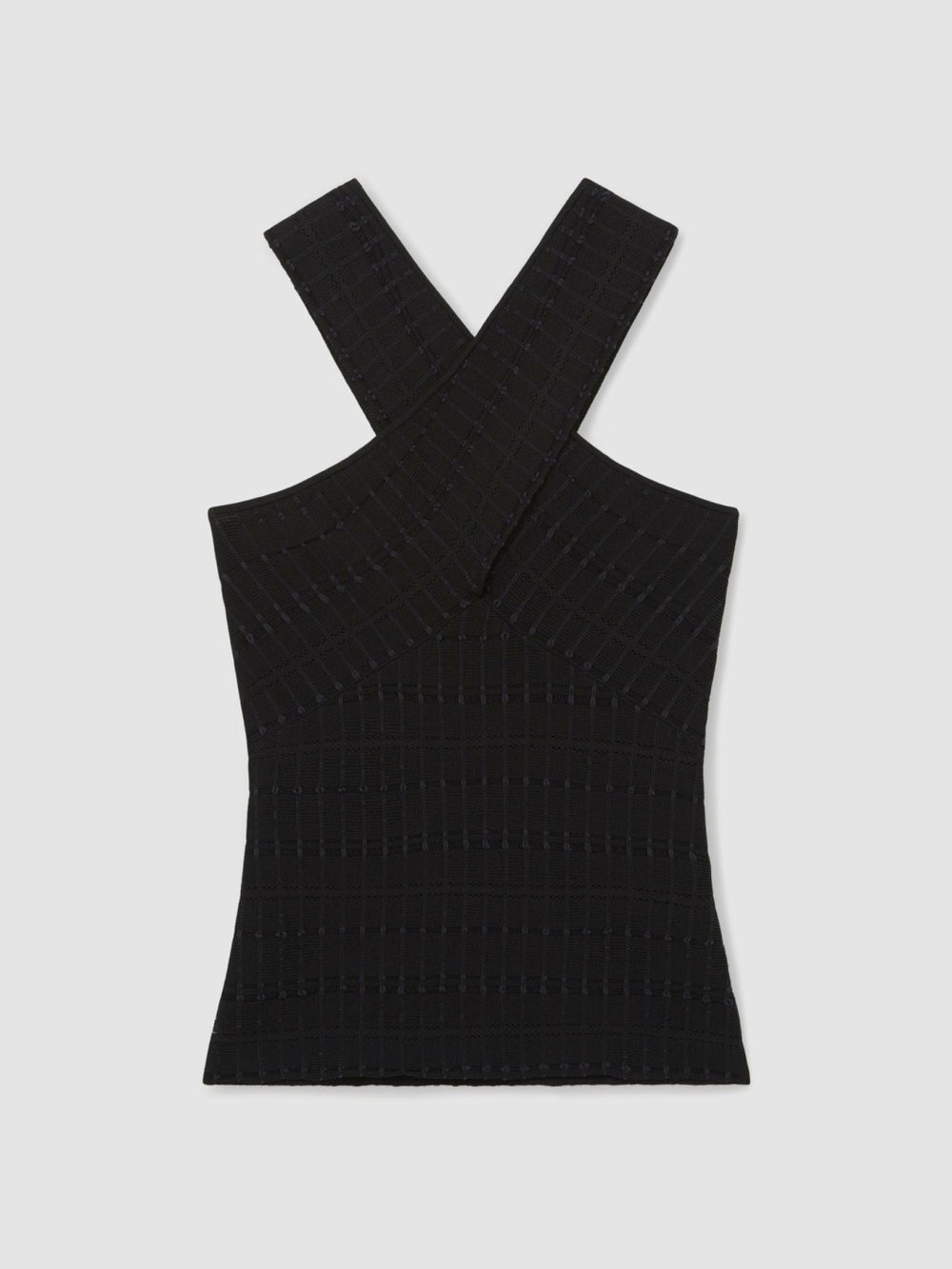 Reiss | Cross Neck Textured Top in Black