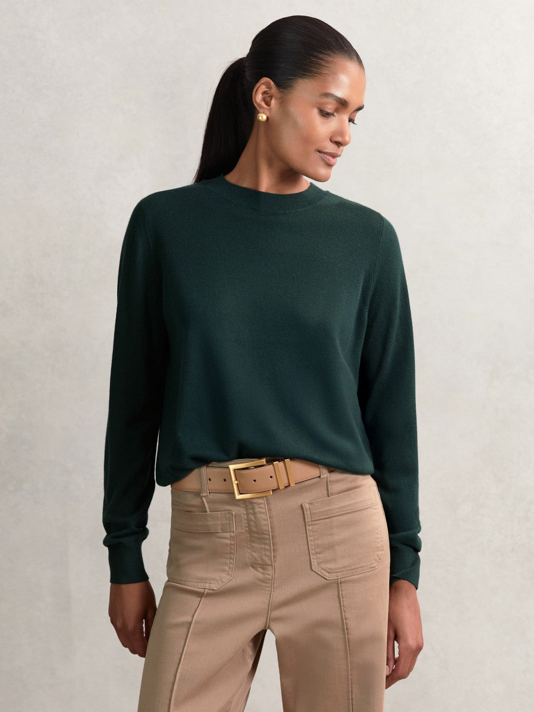 Reiss | Merino Wool Crew-Neck Jumper in Green