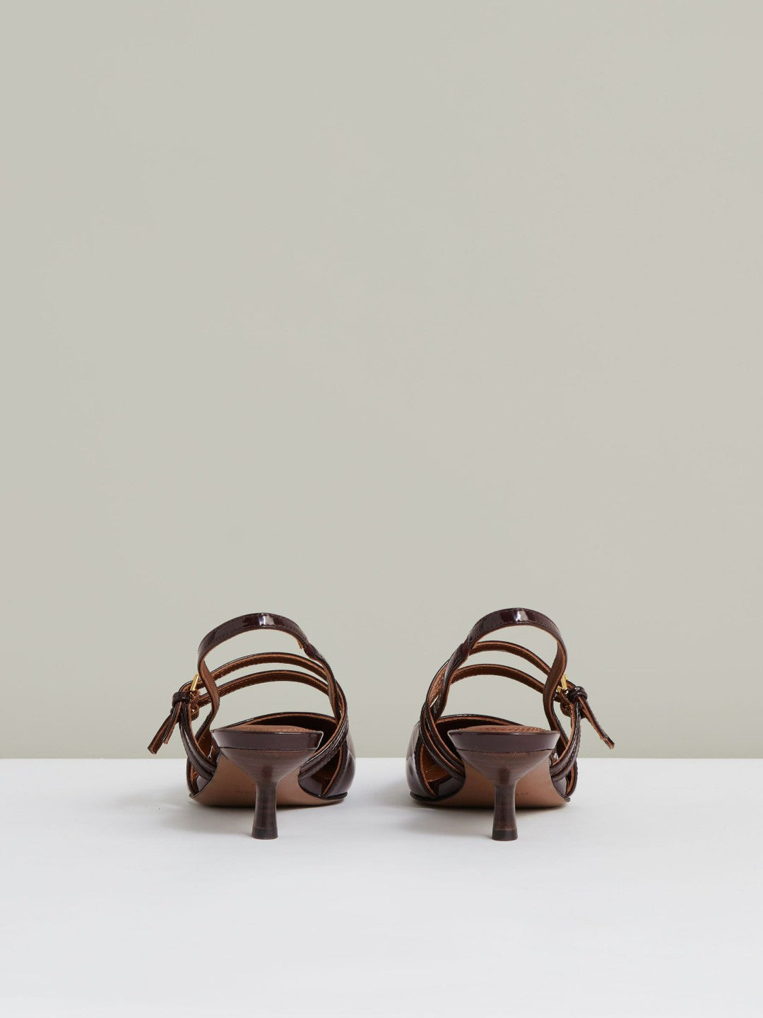 Reiss | Leather Slingback Buckle Court Shoes in Oxblood
