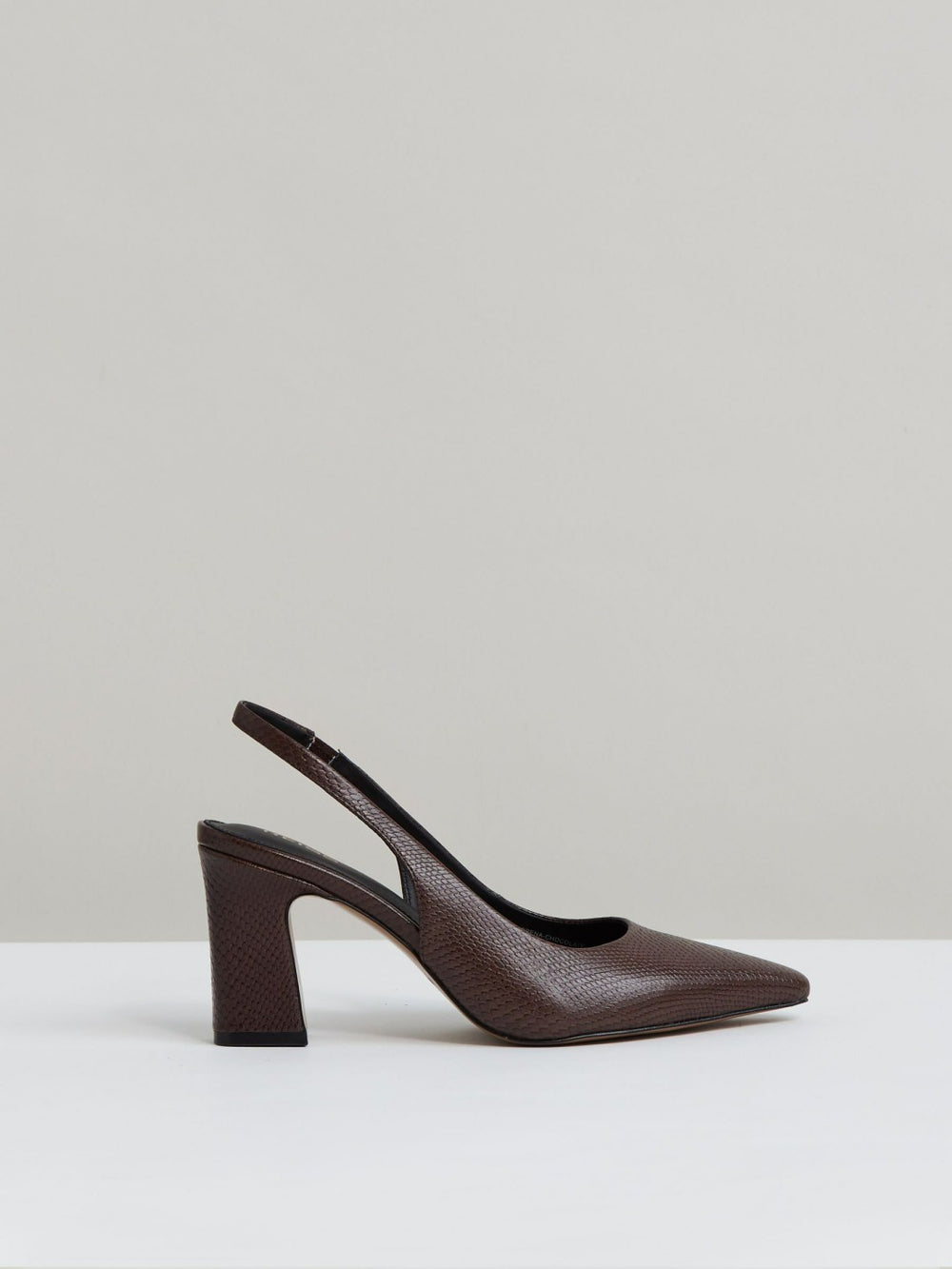 Reiss | Leather Slingback Court Shoes in Chocolate