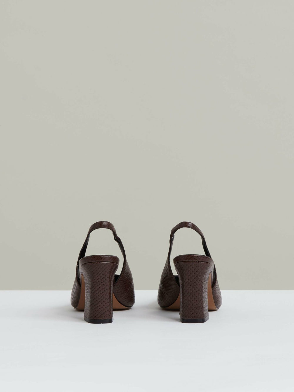 Reiss | Leather Slingback Court Shoes in Chocolate