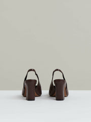 Reiss | Leather Slingback Court Shoes in Chocolate
