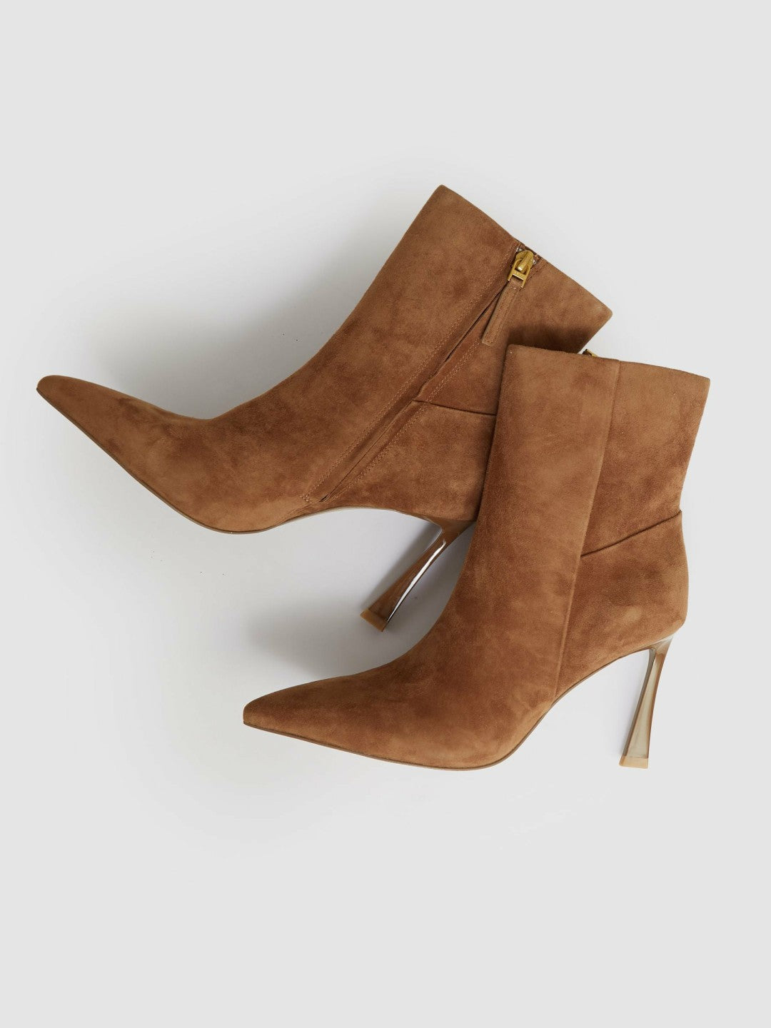 Reiss | Suede High Heeled Ankle Boots in Tan