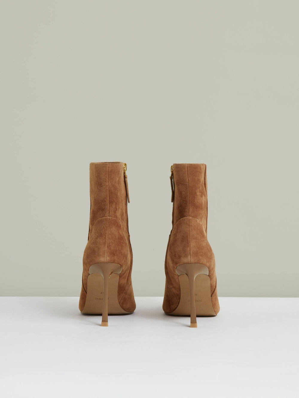 Reiss | Suede High Heeled Ankle Boots in Tan