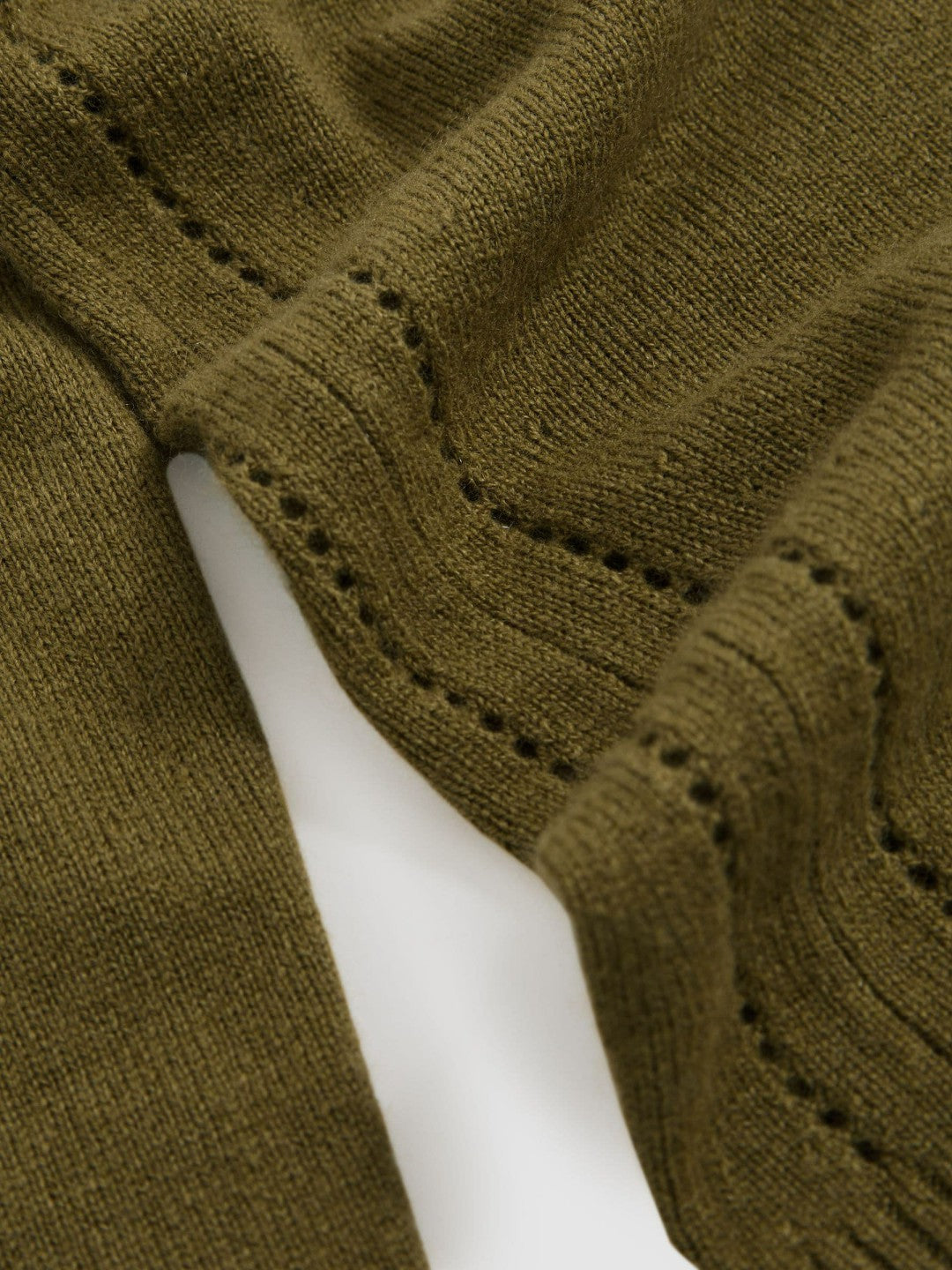 Reiss | Wool-Blend Open-Stitch Jumper with Cashmere in Khaki Green