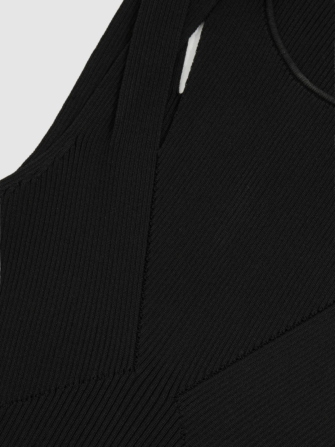 Reiss | Cut-Out Rib-Knit Vest in Black