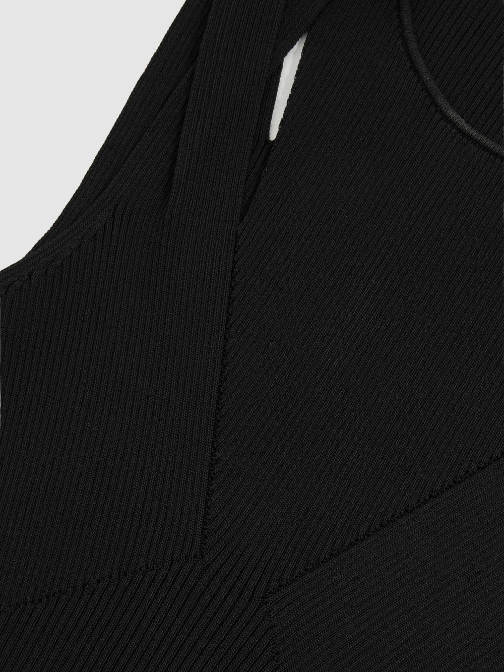 Reiss | Cut-Out Rib-Knit Vest in Black