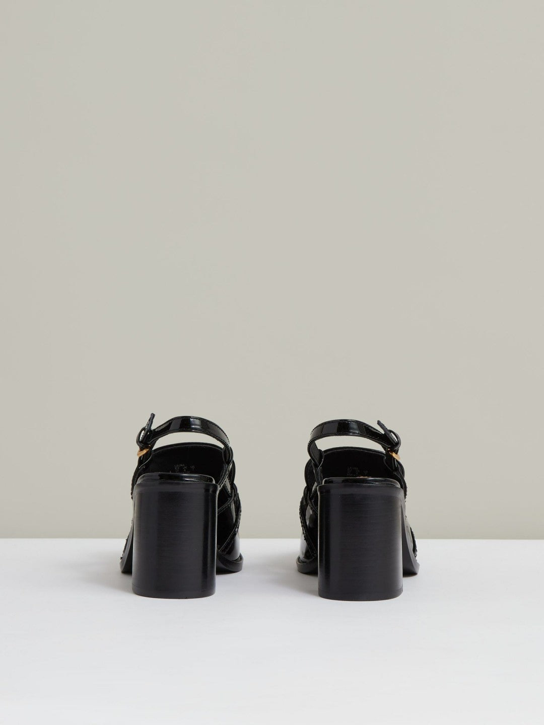 Reiss | Patent Leather Slingback Heeled Loafers in Black