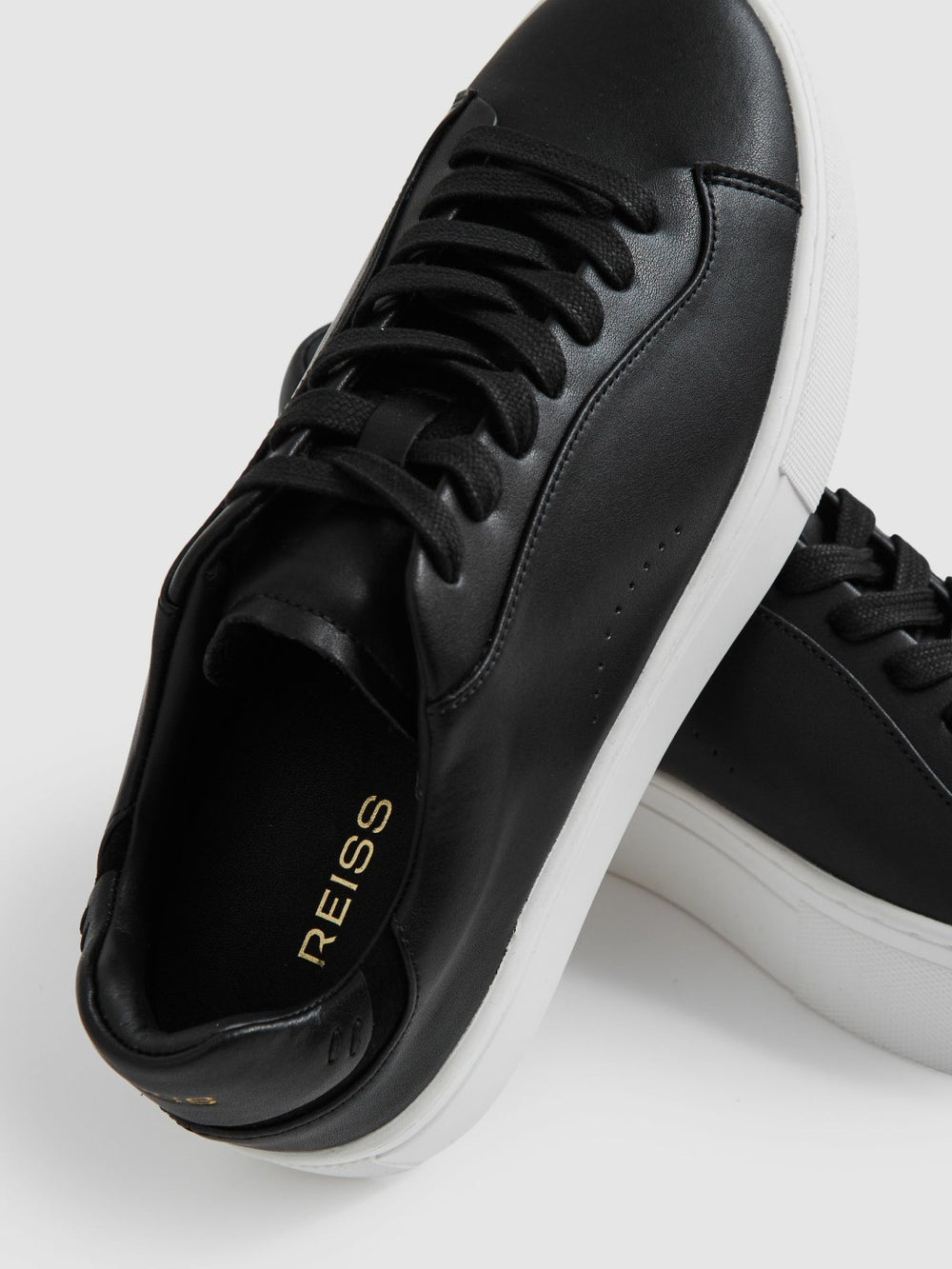 Reiss | Leather Low-Top Trainers in Black