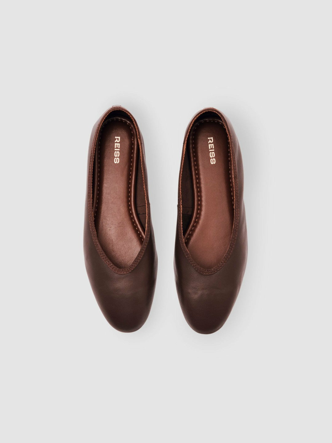 Reiss | Nappa Leather Ballet Flats in Brown