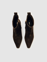 Reiss | Suede Block-Heel Ankle Boots in Chocolate