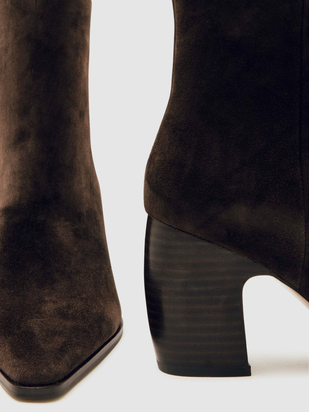 Reiss | Suede Block-Heel Ankle Boots in Chocolate