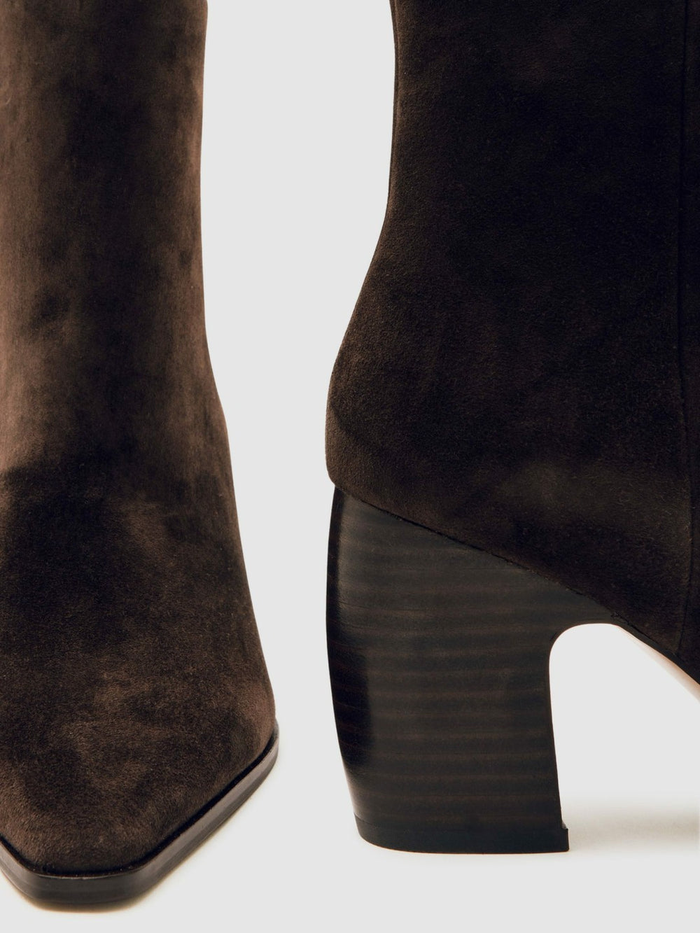 Reiss | Suede Block-Heel Ankle Boots in Chocolate
