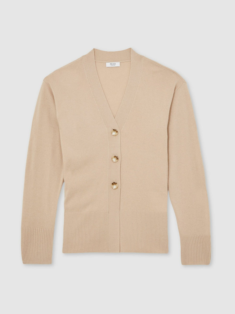 Reiss | Wool-Blend Fitted Cardigan With Cashmere in Neutral