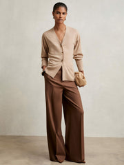 Reiss | Wool-Blend Fitted Cardigan With Cashmere in Neutral