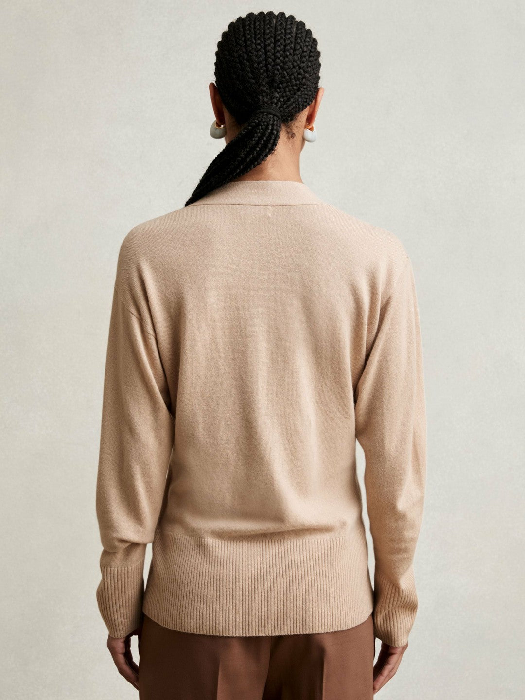 Reiss | Wool-Blend Fitted Cardigan With Cashmere in Neutral
