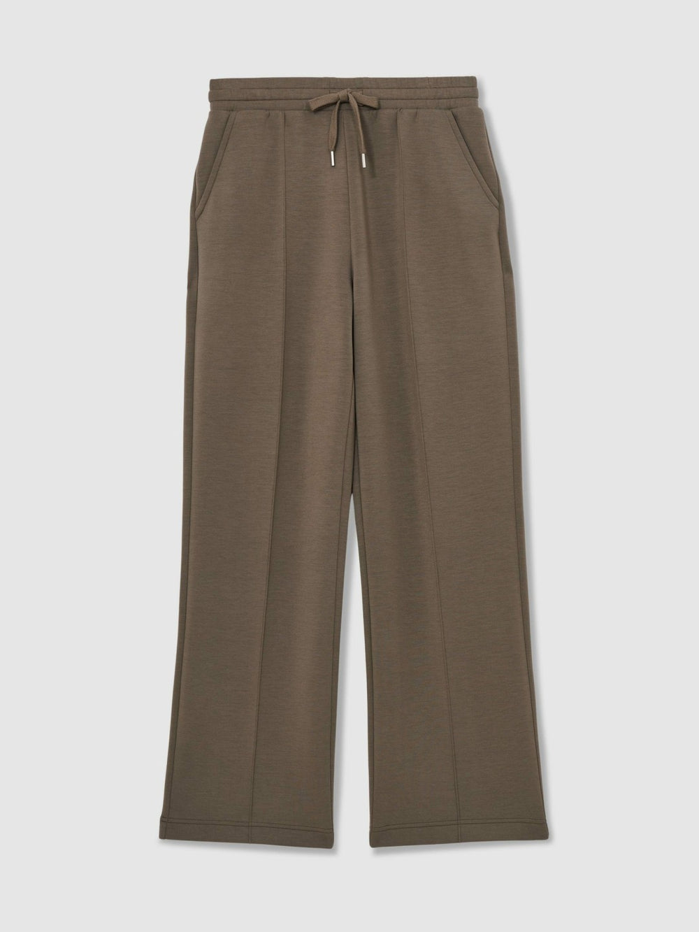 Reiss | Modal-Blend Interlock Wide-Leg Joggers in Khaki Green