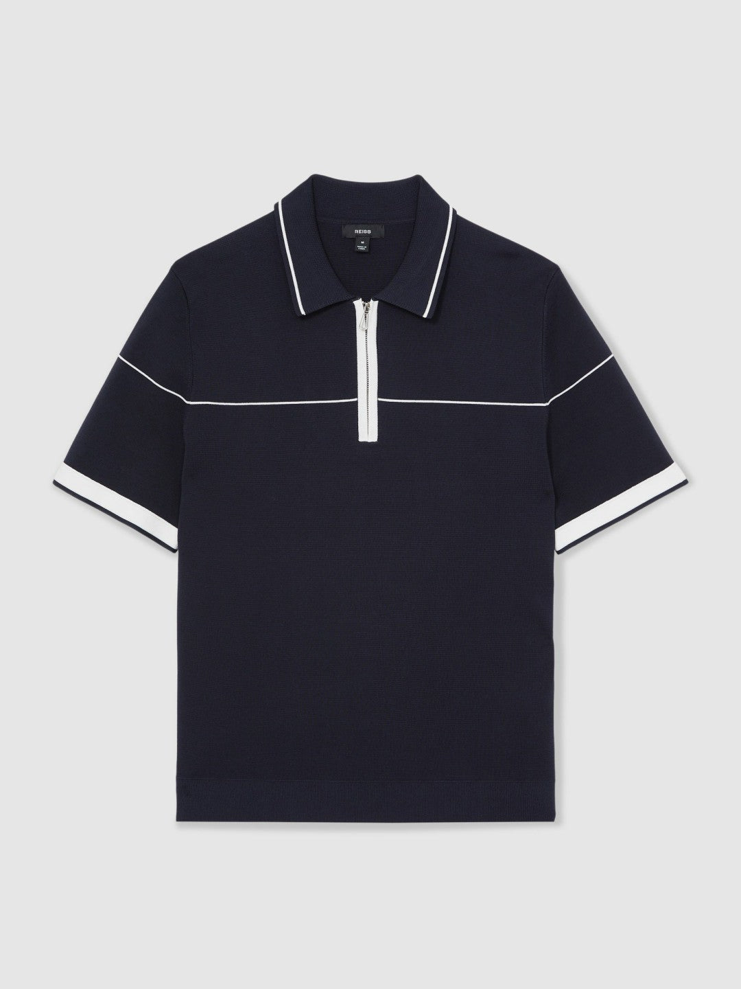 Reiss | Half Zip Tipped Polo Shirt in Navy/White