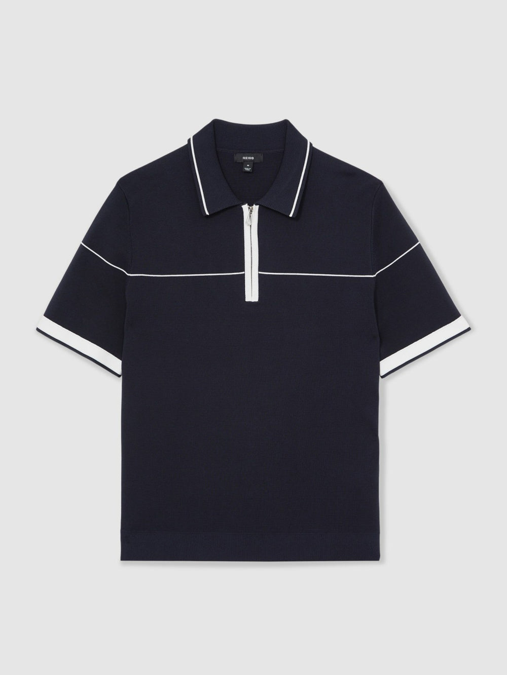 Reiss | Half Zip Tipped Polo Shirt in Navy/White