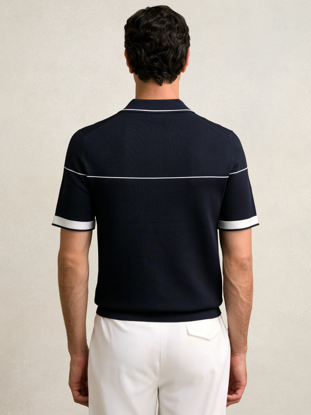 Reiss | Half Zip Tipped Polo Shirt in Navy/White