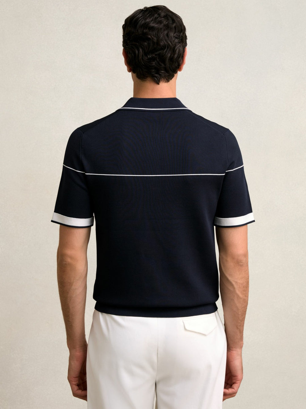 Reiss | Half Zip Tipped Polo Shirt in Navy/White