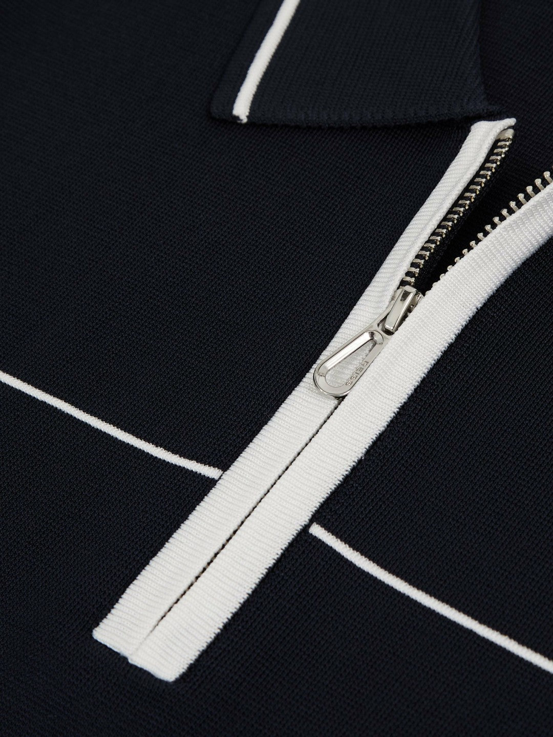 Reiss | Half Zip Tipped Polo Shirt in Navy/White