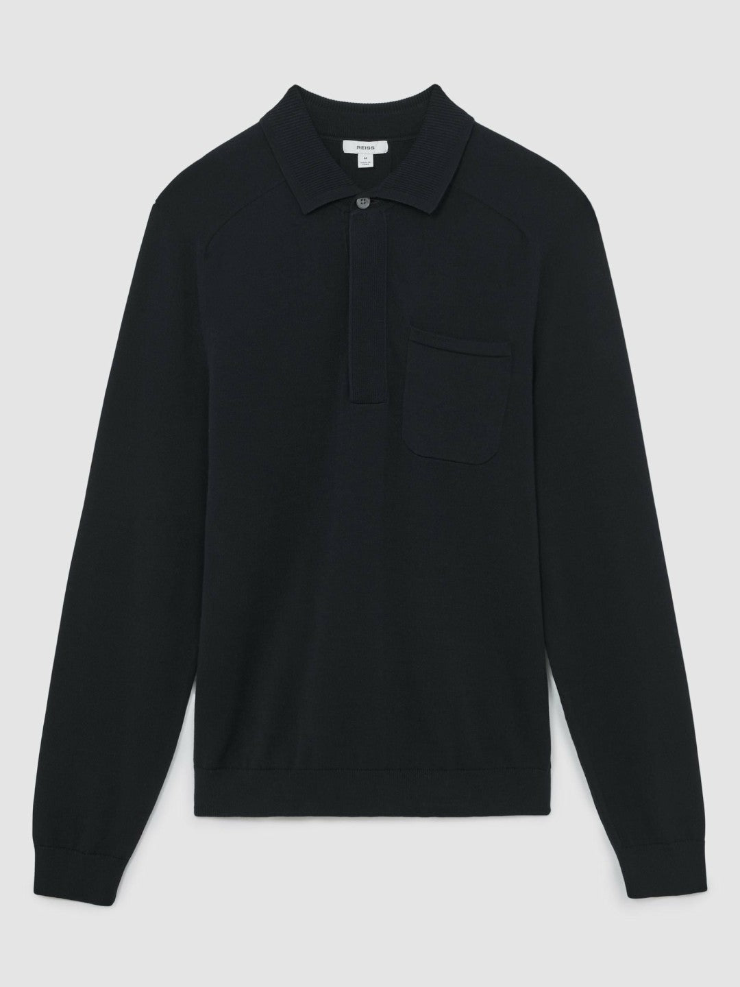 Reiss | Cotton Concealed Placket Polo Shirt in Navy