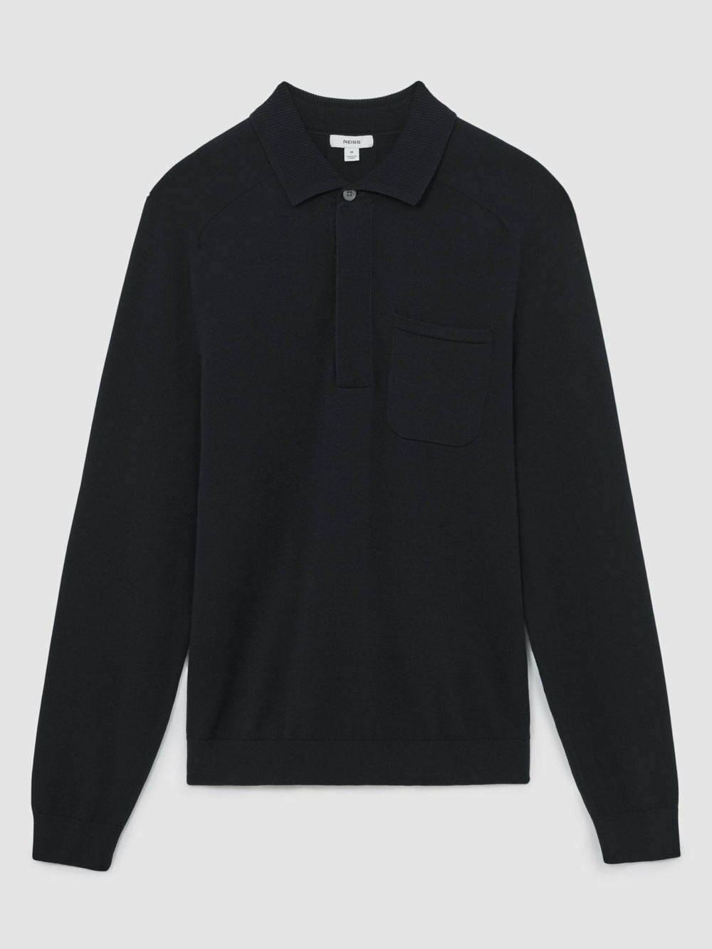 Reiss | Cotton Concealed Placket Polo Shirt in Navy