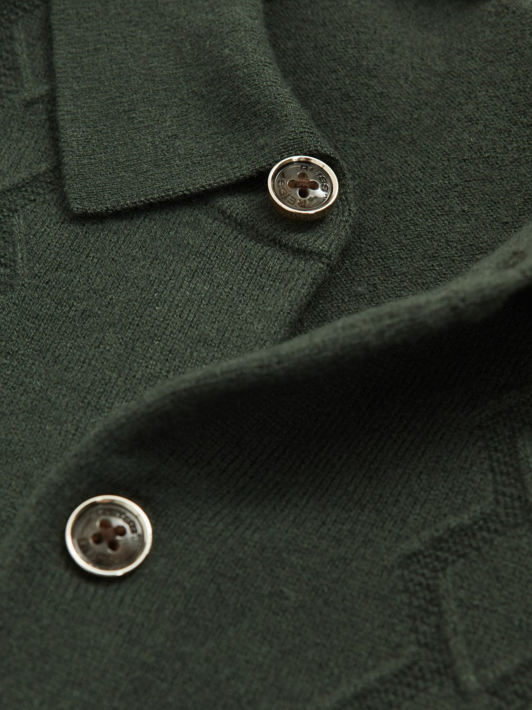 Reiss | Wool V-Stitch Button-Through Cardigan in Forest Green