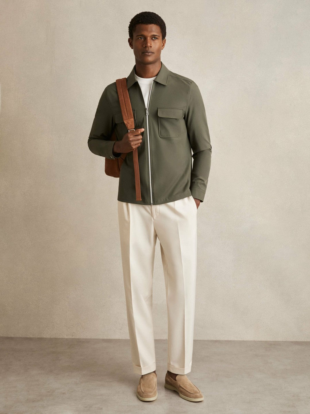 Reiss | Technical Zip-Through Overshirt in Green