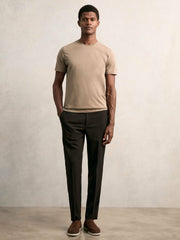 Reiss | Cotton Crew Neck T-Shirt in Light Taupe Brown