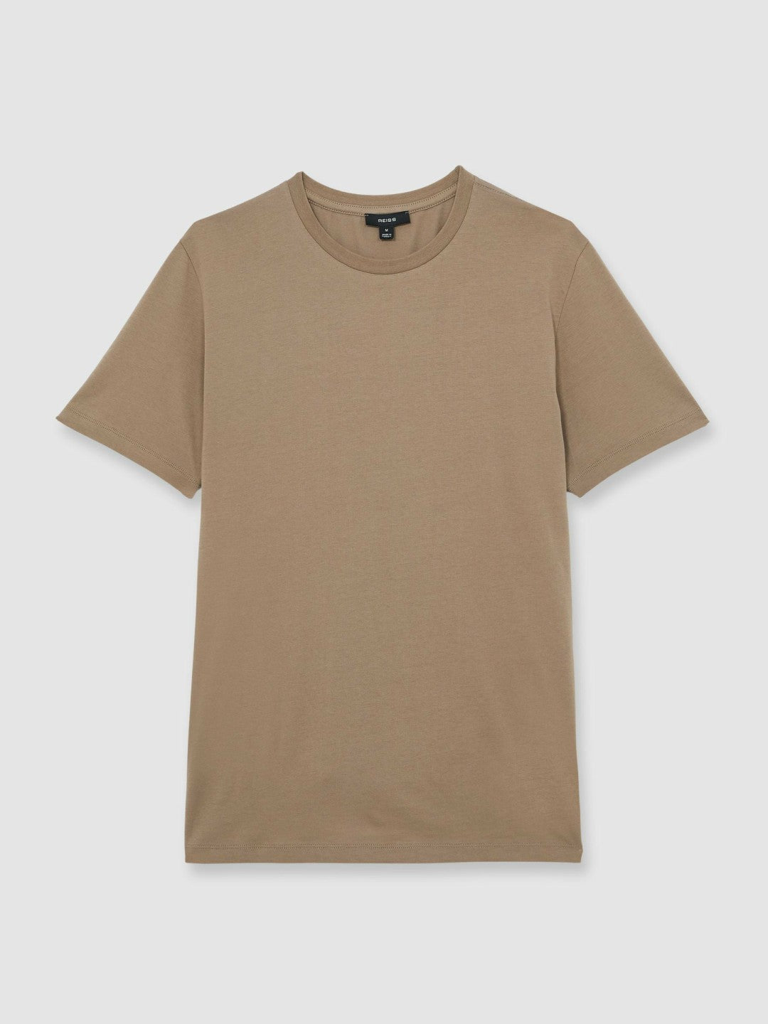 Reiss | Cotton Crew Neck T-Shirt in Light Taupe Brown