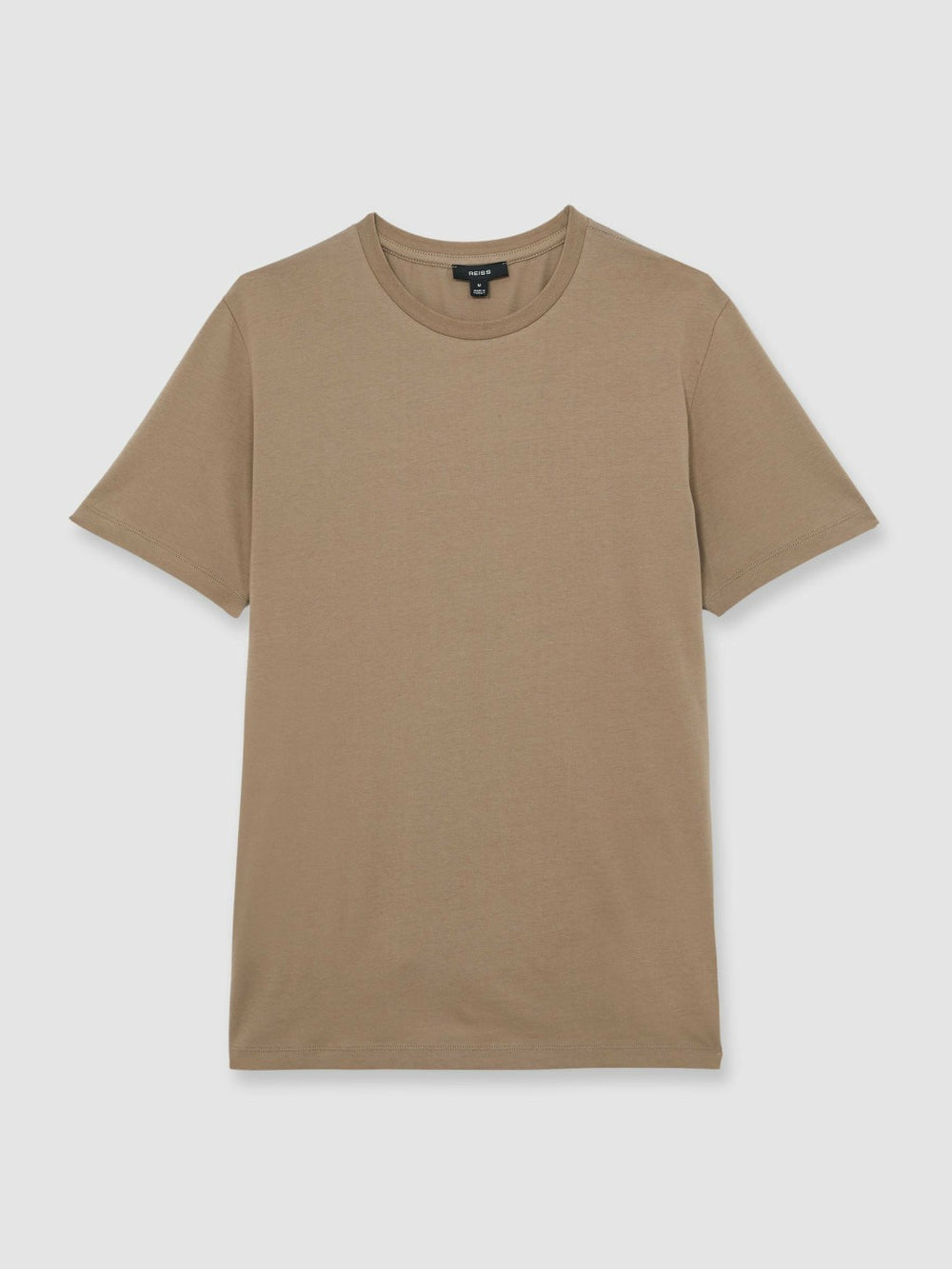 Reiss | Cotton Crew Neck T-Shirt in Light Taupe Brown