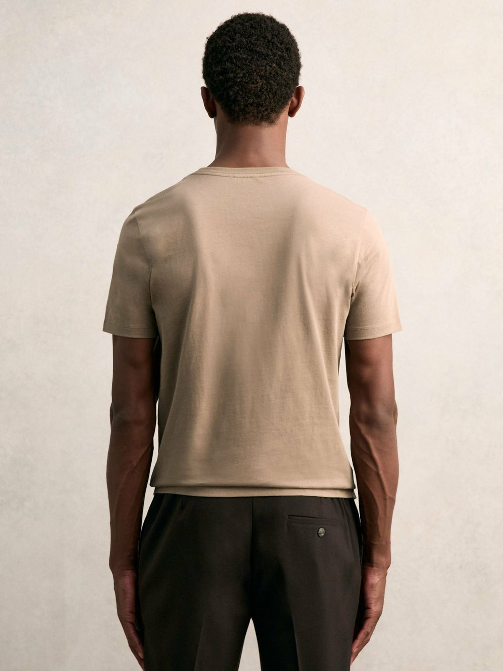 Reiss | Cotton Crew Neck T-Shirt in Light Taupe Brown