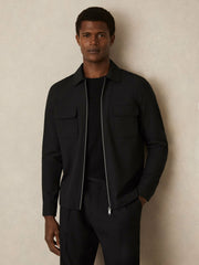 Reiss | Technical Zip-Through Overshirt in Black