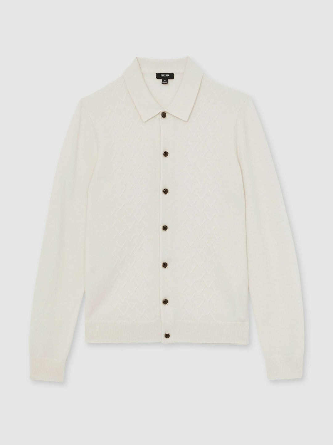 Reiss | Wool V-Stitch Button-Through Cardigan in Off White