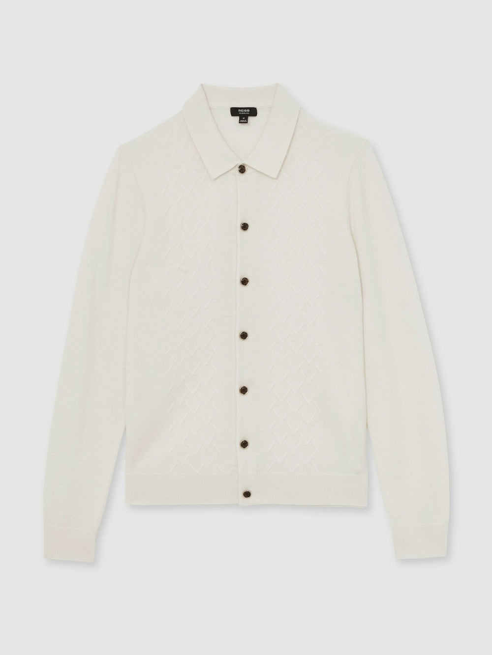 Reiss | Wool V-Stitch Button-Through Cardigan in Off White