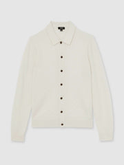 Reiss | Wool V-Stitch Button-Through Cardigan in Off White